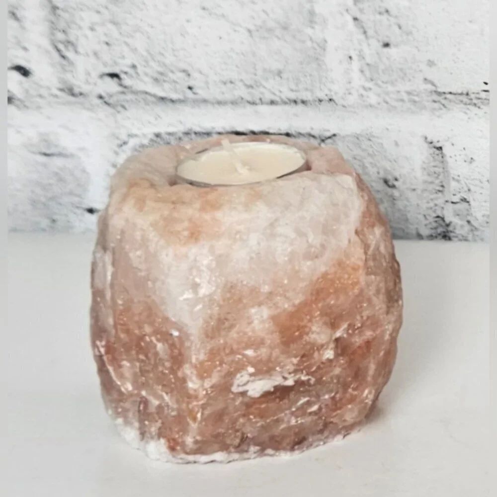 Himalayan Salt Rough Natural Crystal Rock Candle Holder Set